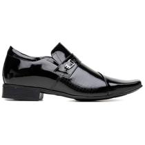 Sapato Social Jota Pe Masculino Aumenta +6,5cm de Altura Couro Legítimo Verniz Preto