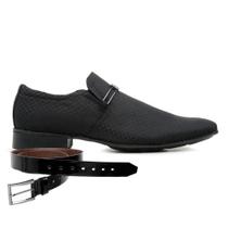 Sapato Social Jota Pe Preto Air Vegan + Cinto 81253