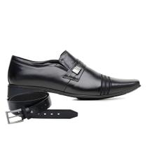 Sapato Social Jota Pe Preto Couro + Cinto 82251