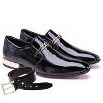 Sapato Social Jota Pe Preto Verniz MGold + Cinto 74164 Sapato Social Jota Pe Preto Verniz MGold + Cinto 74164