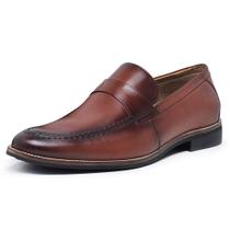 Sapato Social Loafer Masculino Luc em Couro Caramelo Com Vira