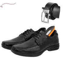 Sapato Social macio e confortavel Com Cadarço e Bico Quadrado Preto envio 24h