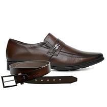 Sapato Social Marrom Couro Jota Pe + Cinto de Couro 45022 Sapato Social Marrom Couro Jota Pe + Cinto de Couro 45022