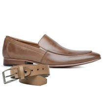 Sapato Social Marrom Tan Couro + Cinto 58854 Sapato Social Marrom Tan Couro + Cinto 58854