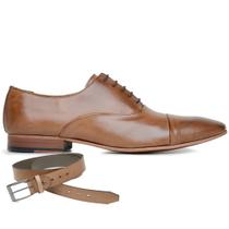 Sapato Social Marrom Tan em Couro + Cinto 87006 Sapato Social Marrom Tan em Couro + Cinto 87006