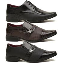 sapato social masculino 3 pares modelos diferentes leve confortável
