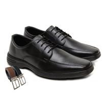 Sapato Social Masculino Básico Liso Com Cadarço ou Elástico + Cinto