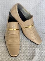 Sapato social masculino bege ouro verniz espelhado