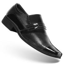 Sapato Social Masculino Bico Fino Alongado Estilo Italiano Elástico Trabalho Preto Verniz