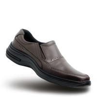 Sapato Social Masculino Bico Quadrado Elástico Slip-On Calçar Trabalho Preto e Marrom