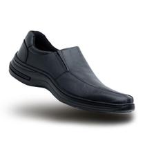 Sapato Social Masculino Bico Quadrado Elástico Slip-On Calçar Trabalho Preto e Marrom