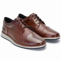 Sapato Social Masculino Bico Redondo Oxford Couro Casual Marrom 38