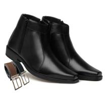 Sapato Social Masculino Botinha Cano Curto Ziper Sintético + Cinto (G30002) Sapato Social Masculino Botinha Cano Curto Ziper Sintético + Cinto (G30002)