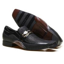 Sapato Social Masculino Calvest em Couro Snake Preto com Metal Dourado - 1930C229 - 38