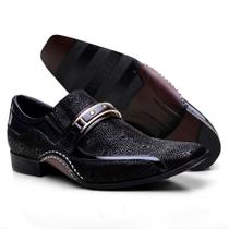 Sapato Social Masculino Calvest Preto com Metal Dourado Estampado 1930C229 - 44