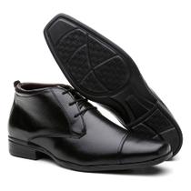 Sapato Social Masculino Cano Médio Preto Super Confortável e Estiloso - Dallu Calçados