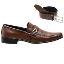 Sapato Social Masculino Casual Bico Fino Siroco Marrom Super Confortável + Cinto Sapato Social Masculino Casual Bico Fino Siroco Marrom Super Confortável + Cinto