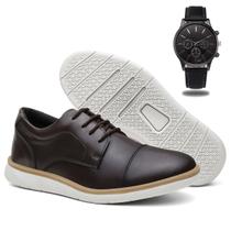 Sapato Social Masculino Casual Derby de Amarrar + Relógio de Ponteiro Sapato Social Masculino Casual Derby de Amarrar + Relógio de Ponteiro