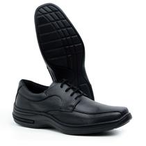 Sapato Social Masculino Clássico Couro Ortopédico Confort Cadarço Solado Costurado Durabilidade - GaragemDwD
