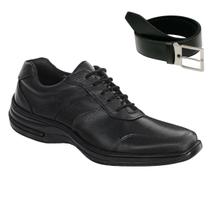 Sapato Social Masculino com Cadarço Confortável Couro Legitimo com Cinto