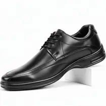 Sapato Social Masculino Com Cadarço Derby Bico Fino Couro Clássico Preto