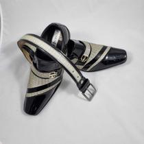 Sapato Social Masculino com Cinto trabalhado no Verniz Pizarini