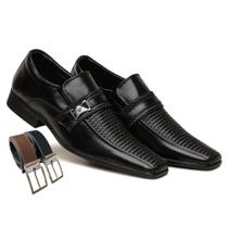 Sapato Social Masculino Com Detalhe Cracolado Casamento Igreja + Cinto (G70092)