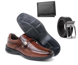 Sapato social Masculino Com Fivela Casual Confortável estiloso Kit com Carteira e Cinto- SL101