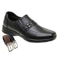 Sapato Social Masculino Confort Mocassim Em Couro + Cinto (SL5040)