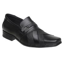 Sapato Social Masculino Confortável Clássico Couro Fashion Line Preto
