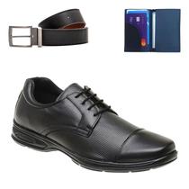 Sapato Social Masculino Conforto Antiestresse + Cinto E Carteira 5051 Sapato Social Masculino Conforto Antiestresse + Cinto E Carteira 5051