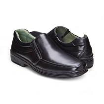 Sapato Social Masculino Conforto Couro Carneiro Preto Leveterapia