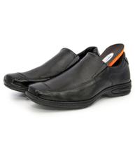 Sapato Social Masculino Conforto Couro Com Elástico Lateral Palmilha Gel Macia Trabalho Leve