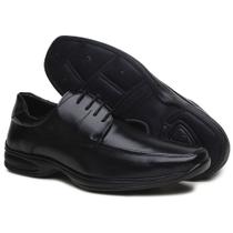 Sapato Social Masculino Conforto Elegante Sistema Anti Shock Cadarço Cor Preto