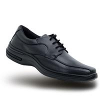 Sapato Social Masculino Couro Bico Quadrado Cadarço Amarrar Trabalho Preto e Marrom