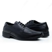Sapato Social Masculino Couro Cadarço Confortável Bico Quadrado Clássico Sapato Social Masculino Couro Cadarço Confortável Bico Quadrado Clássico