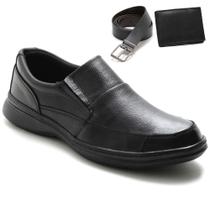 Sapato Social Masculino Couro Confort + Cinto+ Carteira