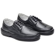 Sapato Social Masculino Couro Confortável Cadarço Blaqueado