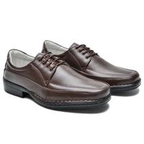 Sapato Social Masculino Couro Confortável Cadarço Costurado
