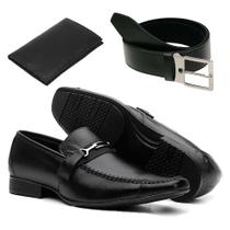 Sapato Social Masculino Couro e Costura Manual Cinto Carteira