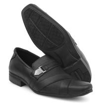 Sapato Social Masculino Couro Elástico Calçar Confortável Bico Quadrado Clássico Enfeite Metal Sapato Social Masculino Couro Elástico Calçar Confortável Bico Quadrado Clássico Enfeite Metal