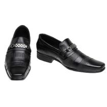 Sapato Social Masculino Couro Elástico Leve Bico Quadrado