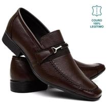 Sapato Social Masculino Couro Legítimo Bico Quadrado Calce Fácil Liso Gravata Italiano Premium - Sanel Shoes