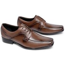 Sapato Social Masculino Couro Legítimo Estilo Cadarço Cor Café