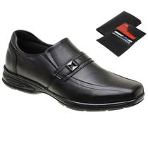 Sapato Social Masculino Couro Legítimo Gravata com Fivela + Carteira