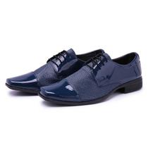 Sapato Social Masculino Derby Cap Toe Envernizado Com Bico Quadrado De Amarrar