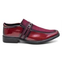 Sapato Social Masculino Design Italiano Em Verniz Bico Quadrado Macio Confortável Leve Bordô Sapato Social Masculino Design Italiano Em Verniz Bico Quadrado Macio Confortável Leve Bordô