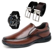 Sapato Social Masculino Elástico Confort + cinto + relógio