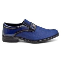 Sapato Social Masculino Elegante Versátil Fácil Calçar Verniz Plain Toe Bico Alongado Azul Sapato Social Masculino Elegante Versátil Fácil Calçar Verniz Plain Toe Bico Alongado Azul