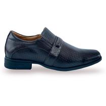 Sapato Social Masculino em Couro Cor Café Cabedal Sem Pesponto Perfurado e Elástico nas Laterais - CHACAL